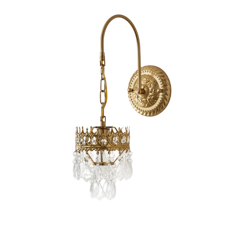 Crown-Shaped Cylindrical Iron Crystal Wall Lamp