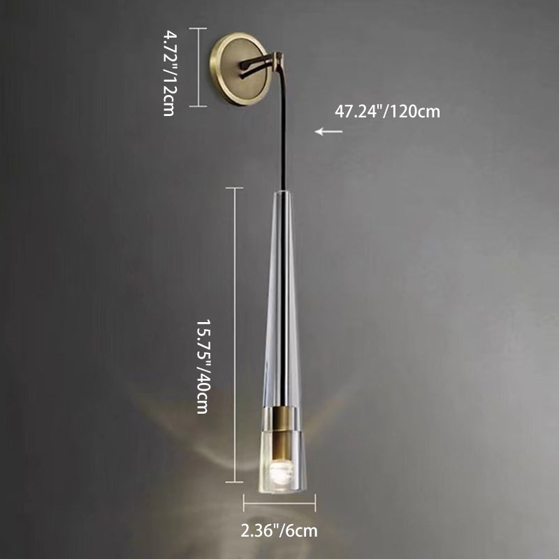 Conical Cylinder Copper Crystal Wall Lamp