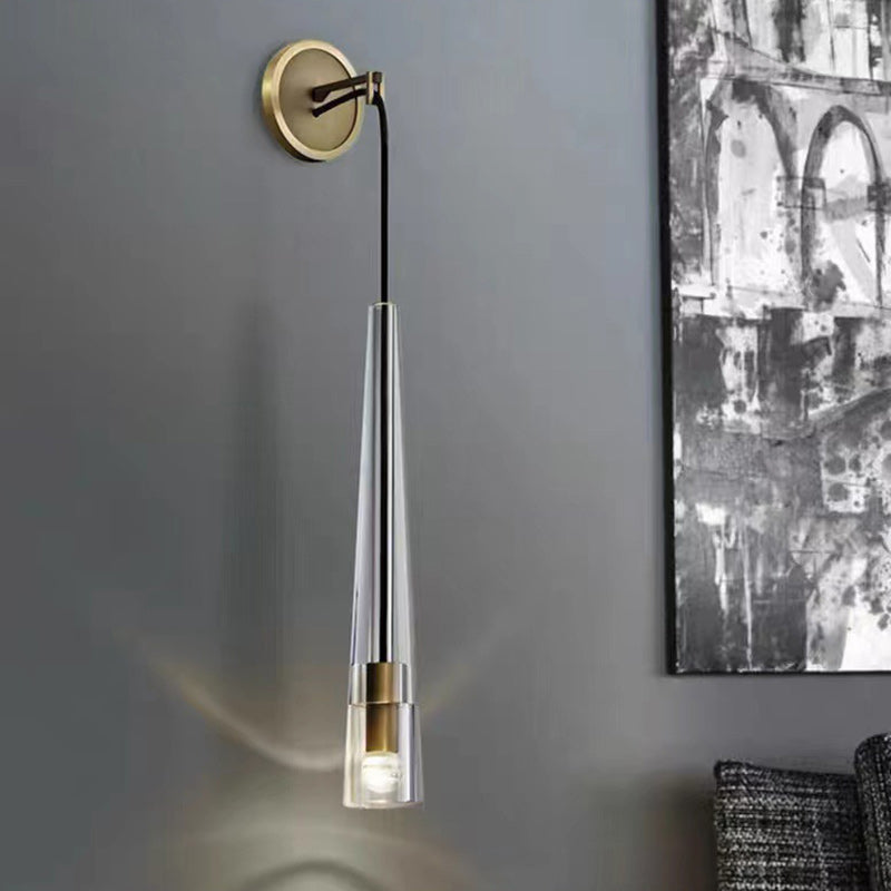 Conical Cylinder Copper Crystal Wall Lamp