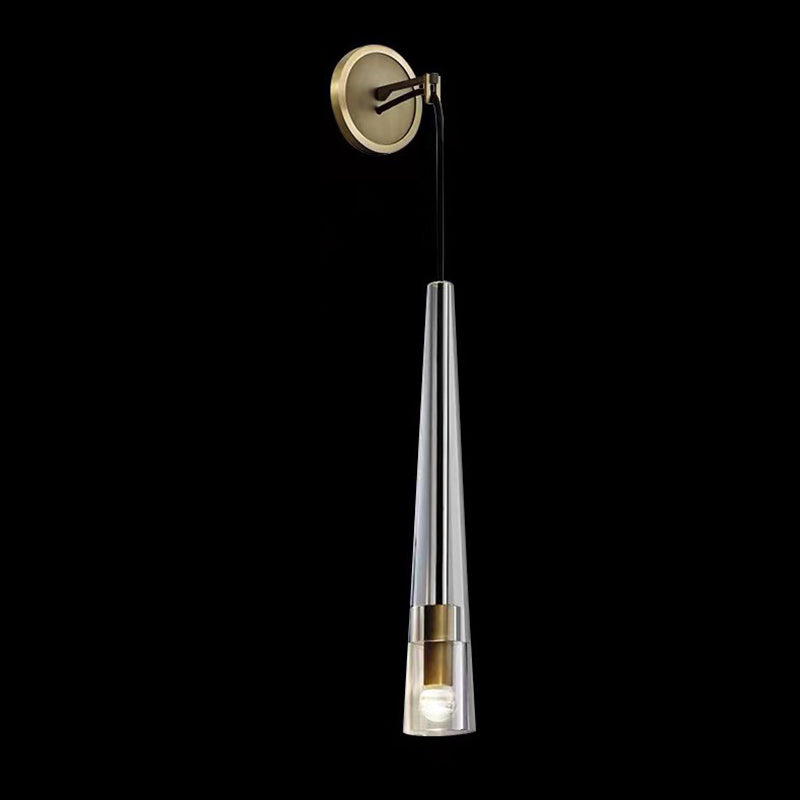 Conical Cylinder Copper Crystal Wall Lamp