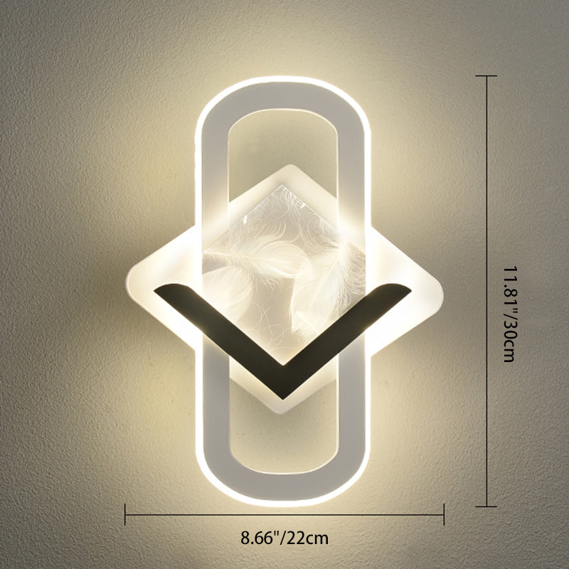 Rhombus Oval Feather Iron Wall Lamp