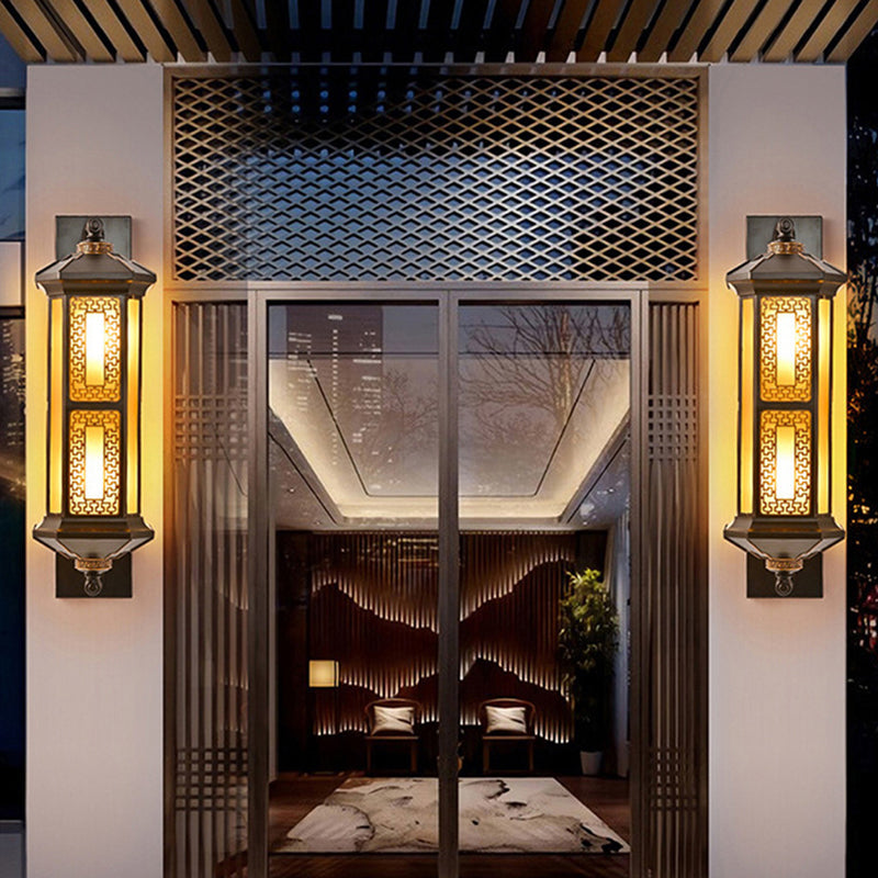 Rectangular Lantern Aluminum Glass Outdoor Light