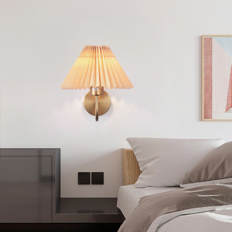 Round Cone Folding Fabric Wall Lamp