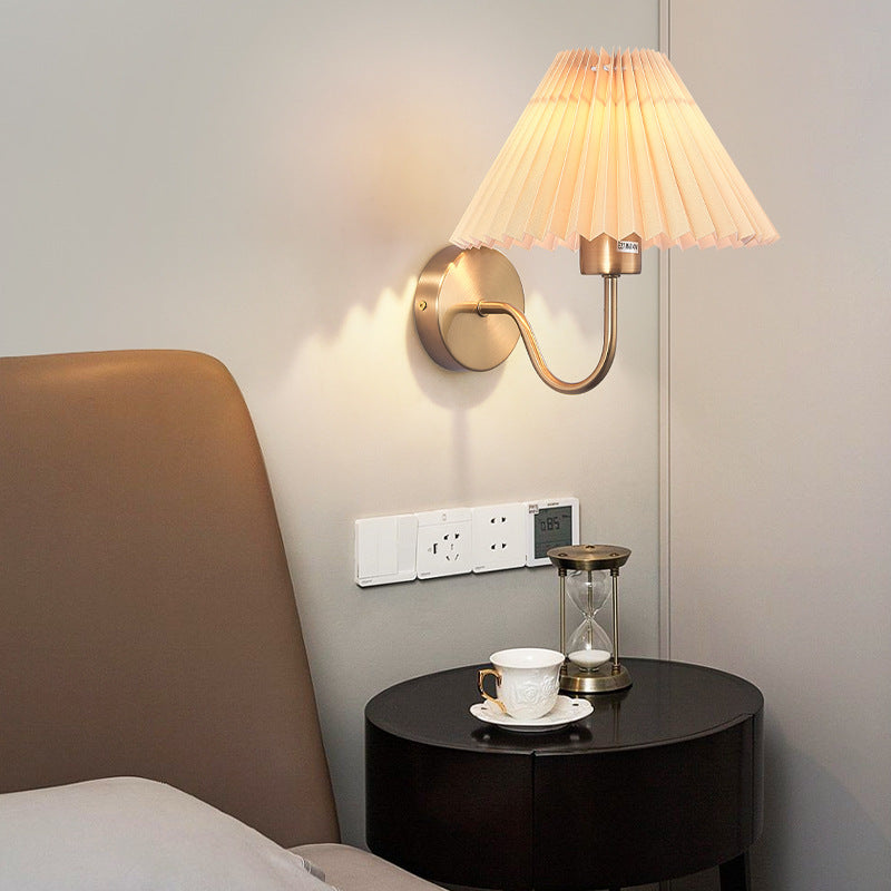 Round Cone Folding Fabric Wall Lamp