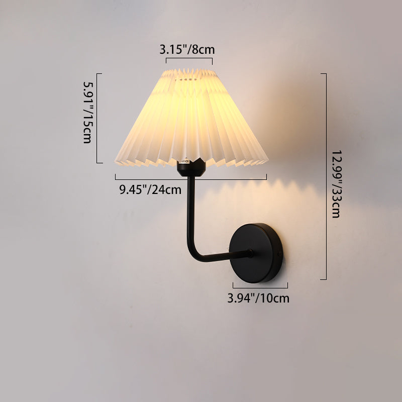 Round Pleated Iron Fabric Wall Lamp