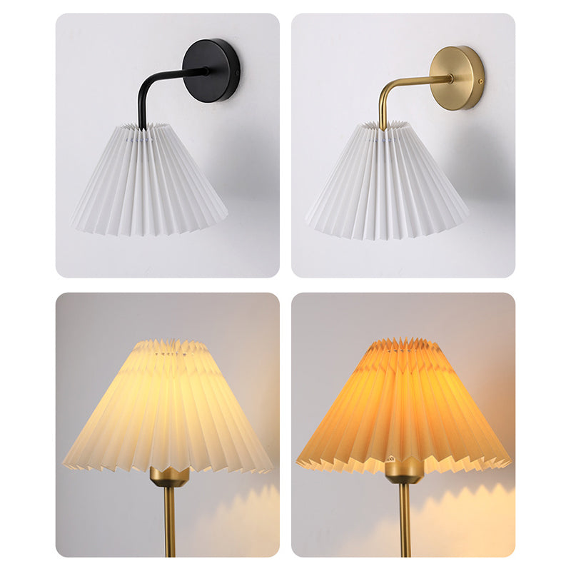 Round Pleated Iron Fabric Wall Lamp