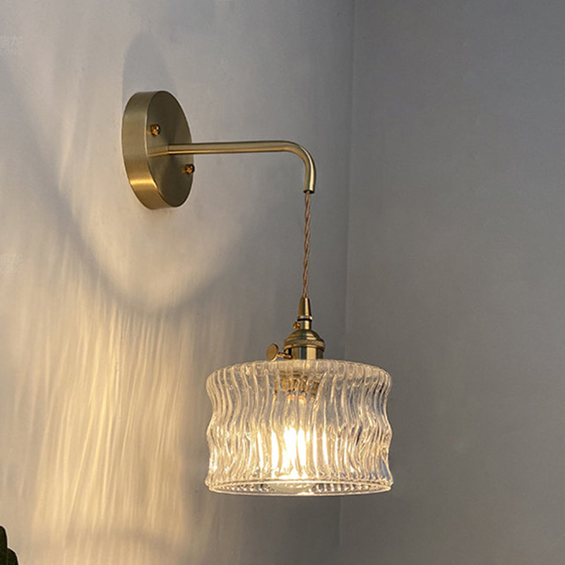 Round Cylinder Willow Glass Wall Lamp
