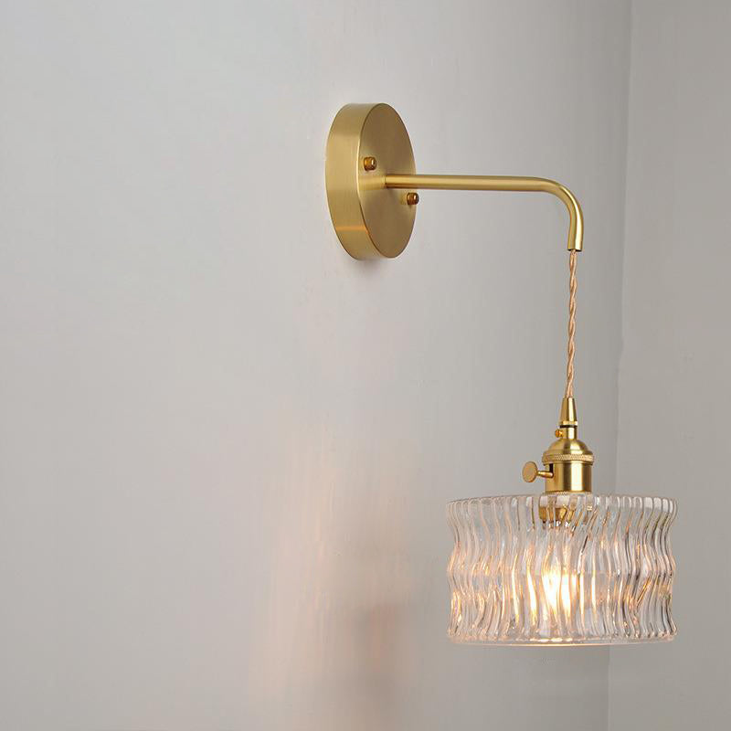 Round Cylinder Willow Glass Wall Lamp