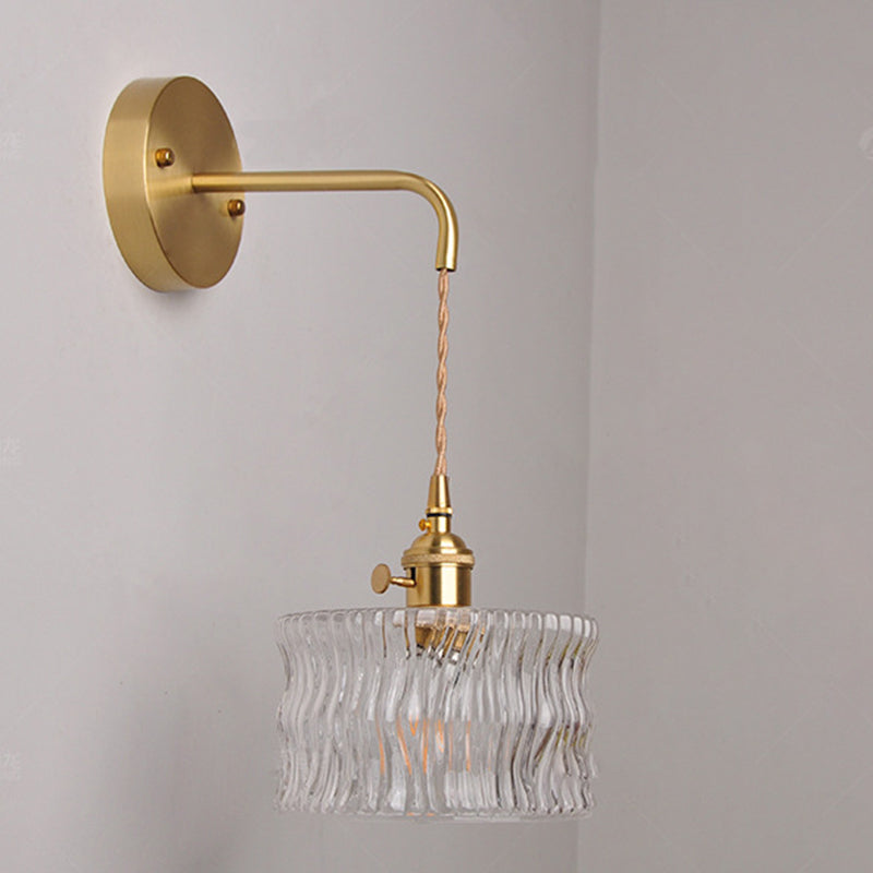 Round Cylinder Willow Glass Wall Lamp