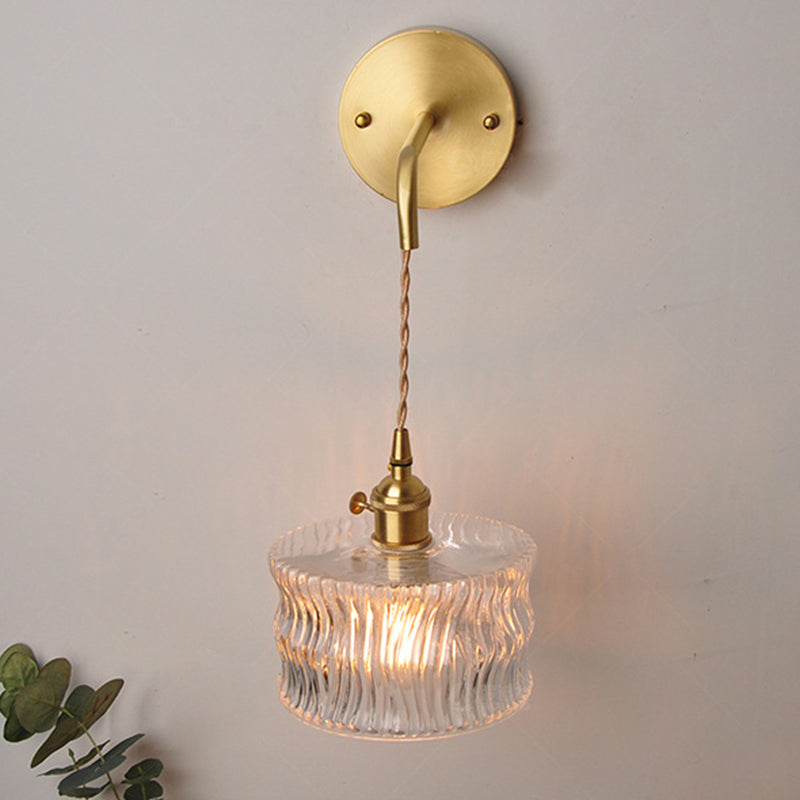Round Cylinder Willow Glass Wall Lamp