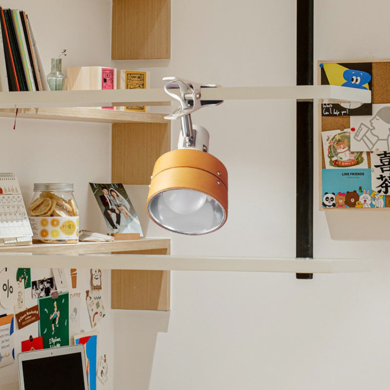 Round Clip Wood Iron Table Lamp