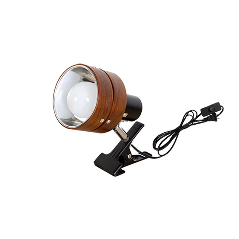 Round Clip Wood Iron Table Lamp