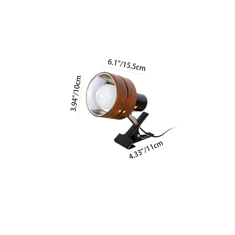 Round Clip Wood Iron Table Lamp