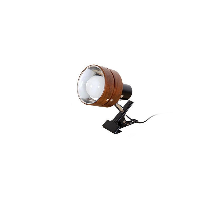 Round Clip Wood Iron Table Lamp