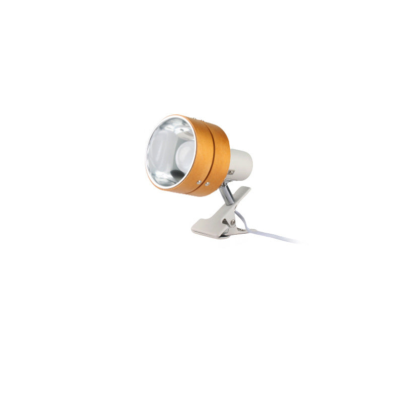 Round Clip Wood Iron Table Lamp