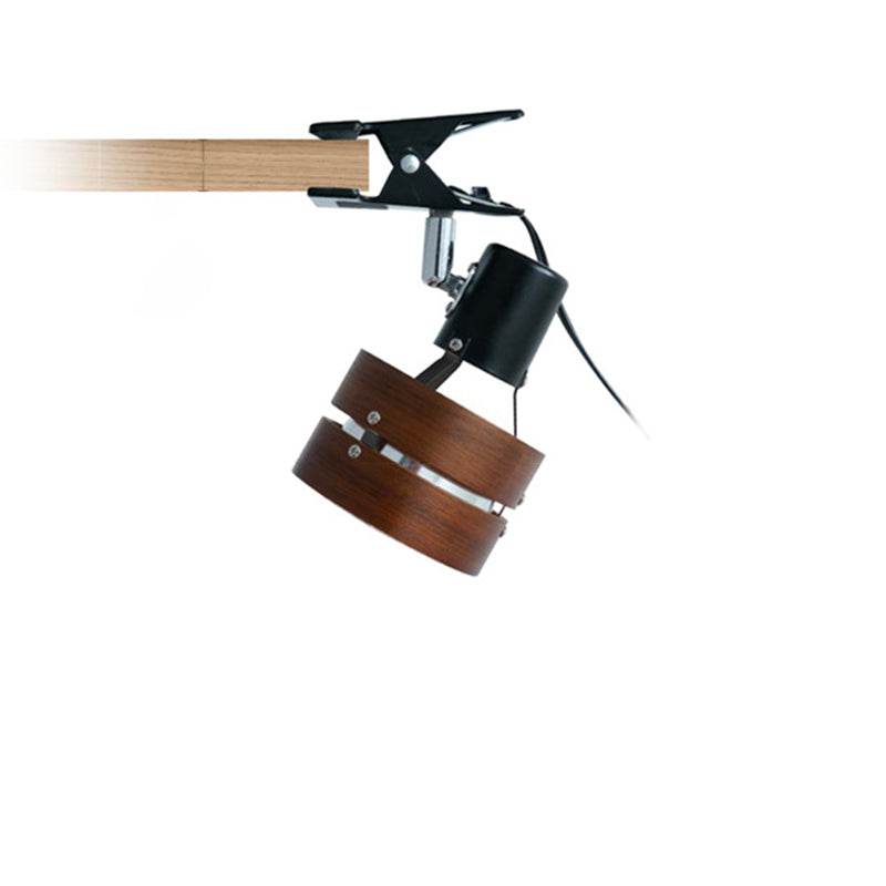 Round Clip Wood Iron Table Lamp