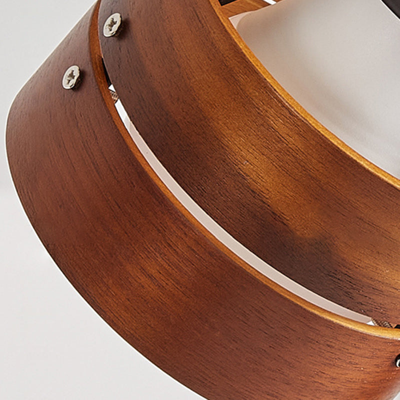 Round Clip Wood Iron Table Lamp
