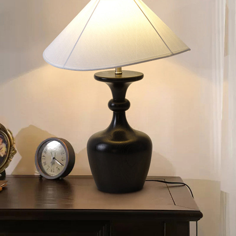 Round Shaped Vase Wooden Table Lamp