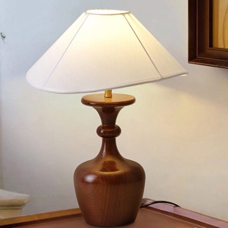 Round Shaped Vase Wooden Table Lamp