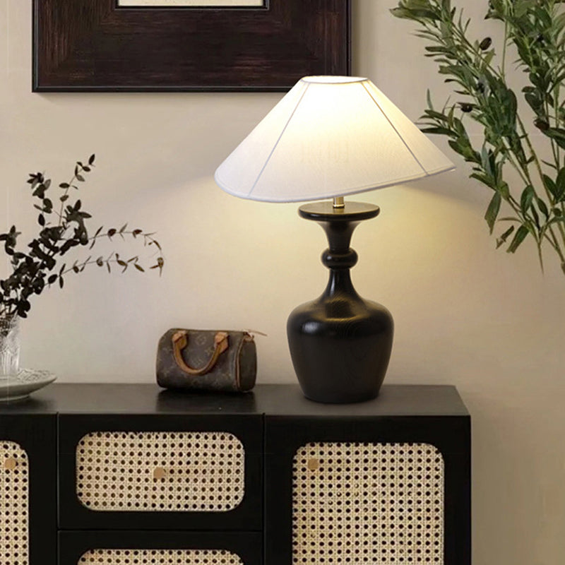 Round Shaped Vase Wooden Table Lamp