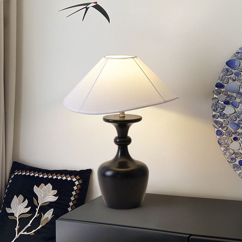 Round Shaped Vase Wooden Table Lamp