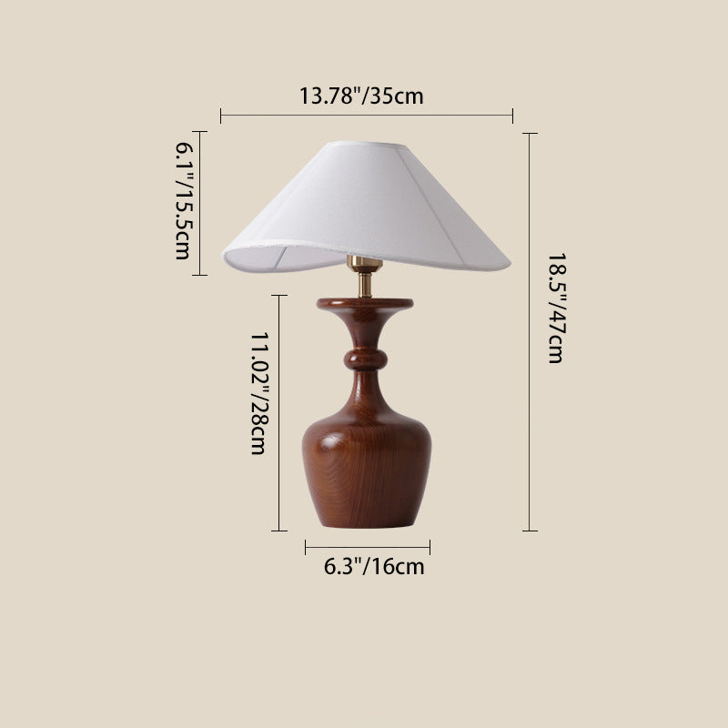 Round Shaped Vase Wooden Table Lamp