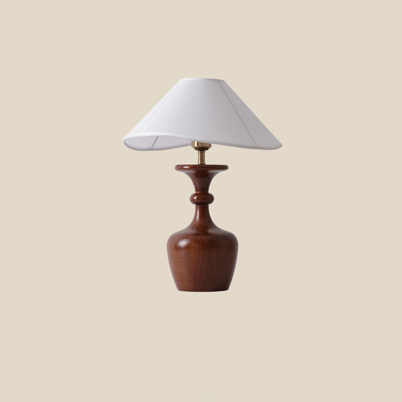 Round Shaped Vase Wooden Table Lamp