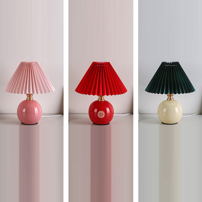 Orb Pleated Fabric Ceramic Table Lamp