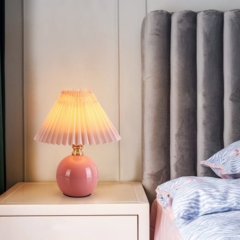 Orb Pleated Fabric Ceramic Table Lamp