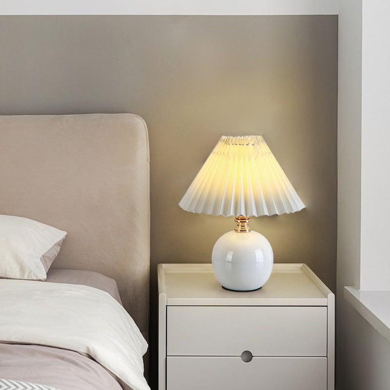 Orb Pleated Fabric Ceramic Table Lamp