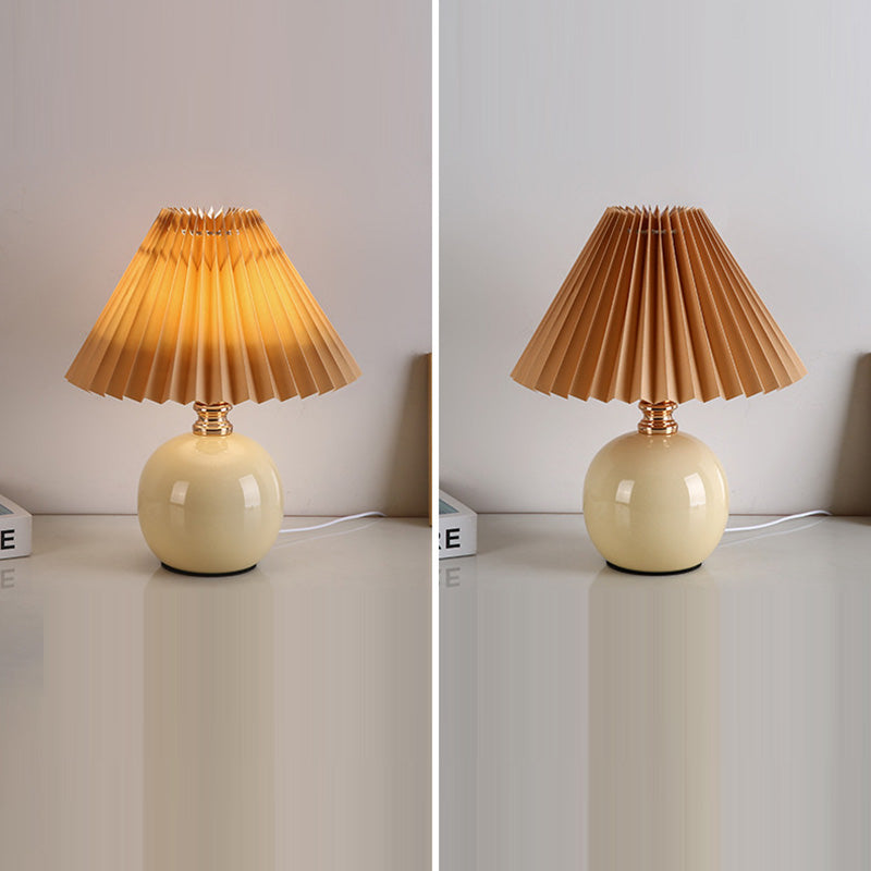 Orb Pleated Fabric Ceramic Table Lamp