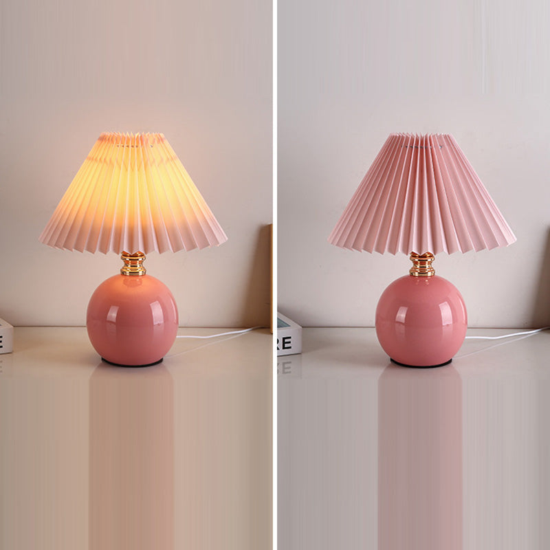 Orb Pleated Fabric Ceramic Table Lamp