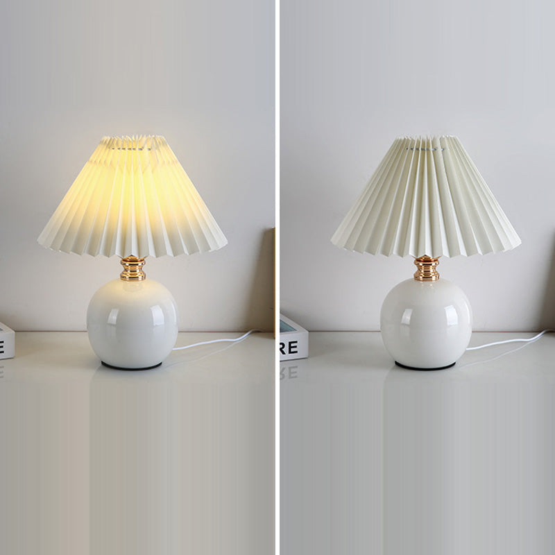 Orb Pleated Fabric Ceramic Table Lamp