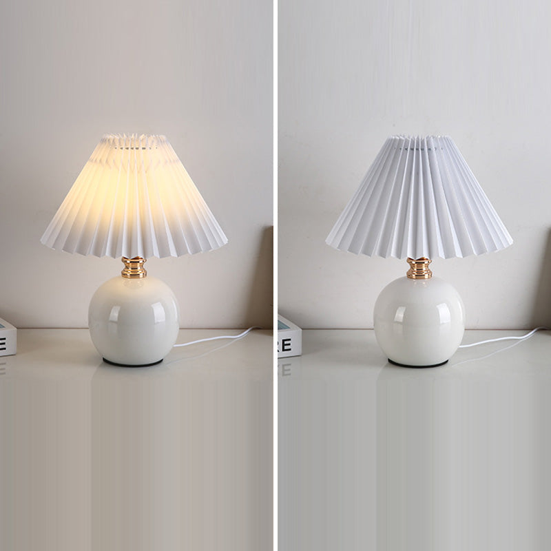 Orb Pleated Fabric Ceramic Table Lamp