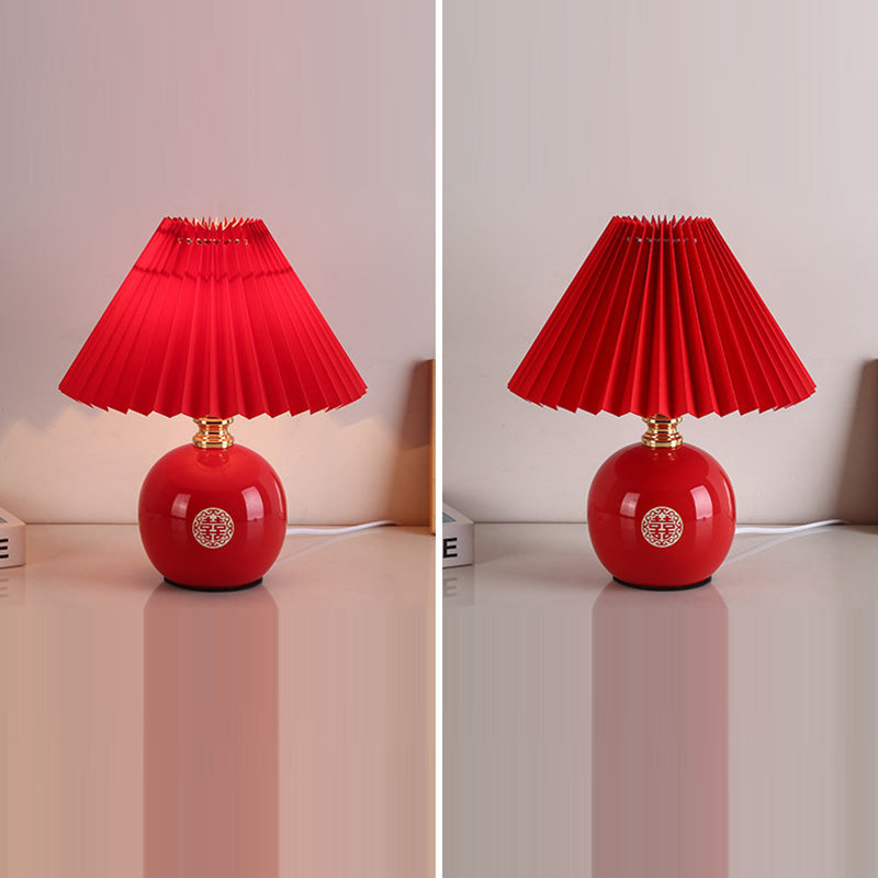 Orb Pleated Fabric Ceramic Table Lamp