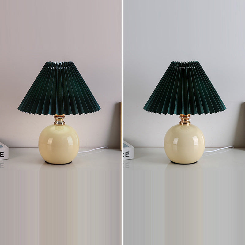 Orb Pleated Fabric Ceramic Table Lamp