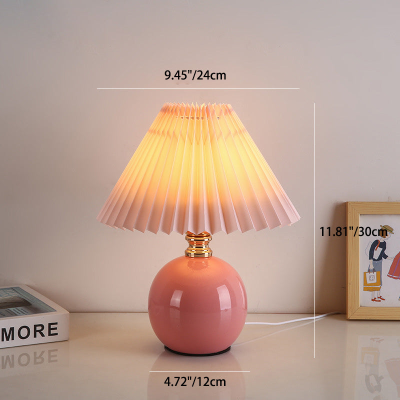 Orb Pleated Fabric Ceramic Table Lamp