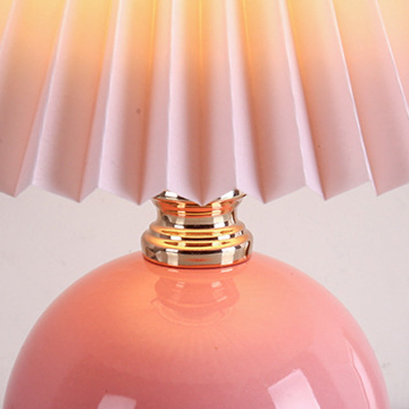 Orb Pleated Fabric Ceramic Table Lamp