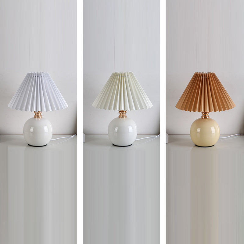 Orb Pleated Fabric Ceramic Table Lamp