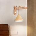Swing Arm Cone Wood Wall Lamp