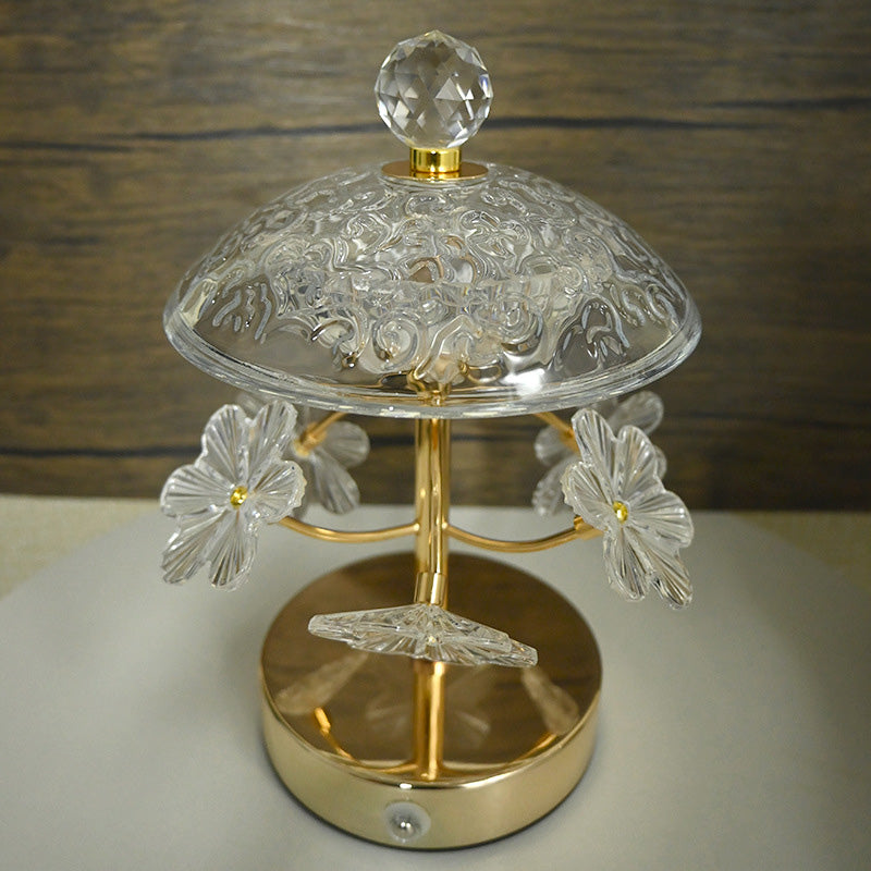 Round Flower Crystal Metal Table Lamp