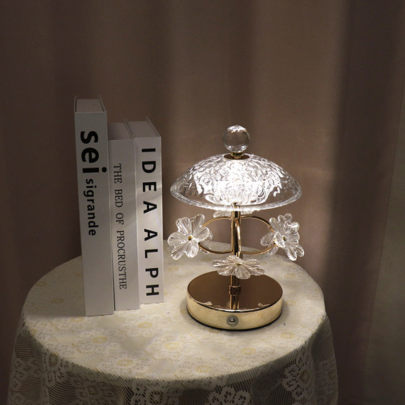 Round Flower Crystal Metal Table Lamp