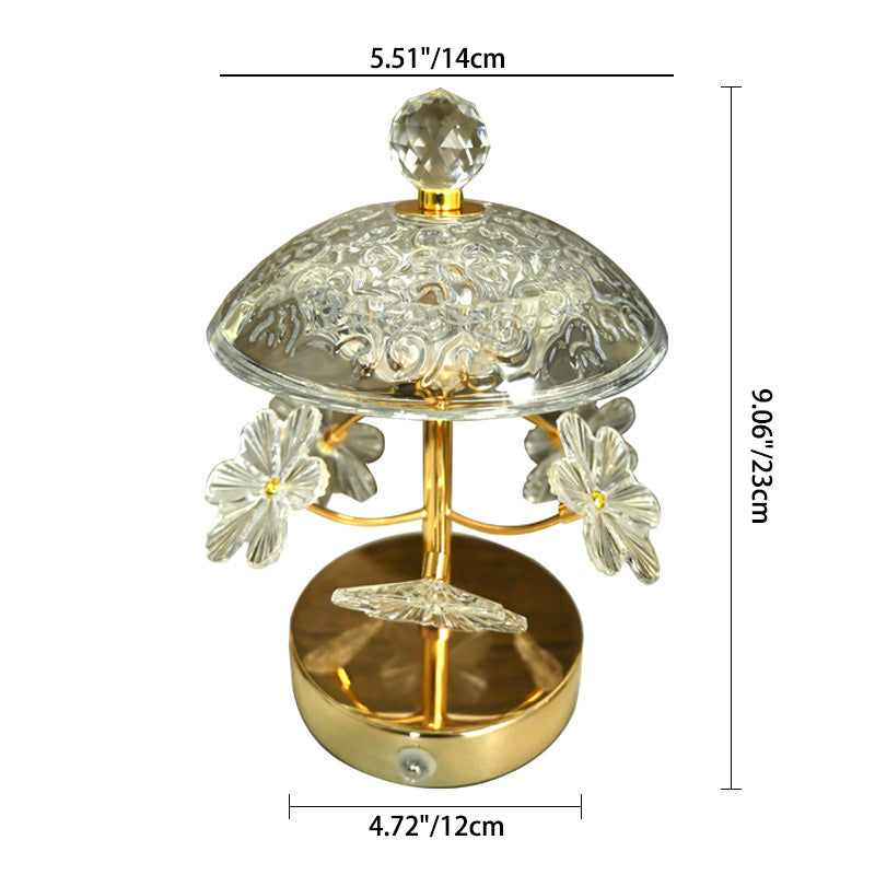 Round Flower Crystal Metal Table Lamp