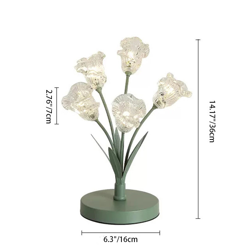 Tulip Iron Glass Living 5-Light Table Lamp