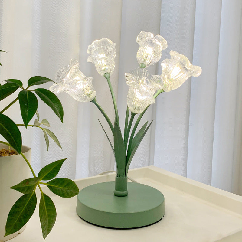 Tulip Iron Glass Living 5-Light Table Lamp