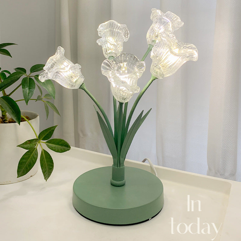 Tulip Iron Glass Living 5-Light Table Lamp