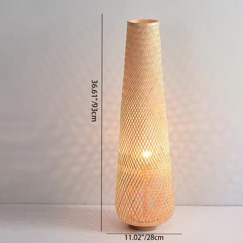 Traditional Chinese Cylinder Bamboo Floor Lamp