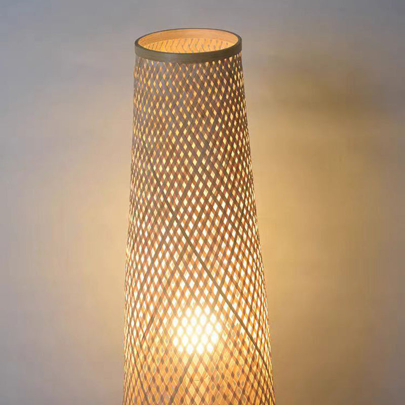 Traditional Chinese Cylinder Bamboo Floor Lamp
