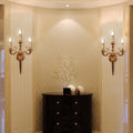 Candelabra Carved Curved Rod 3-Light Wall Lamp