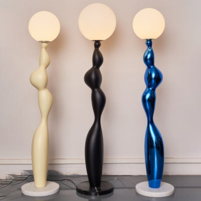 Irregular Cylinder Orb PE Floor Lamp